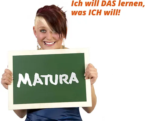 Junge Frau mit Schriftzug "Ich will das lernen, was ich will"